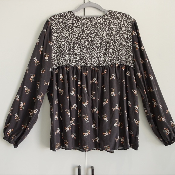 Matilda Jane Dream In the Breezeway Long Sleeve Blouse Sz L Floral V-Neck Boho - Picture 6 of 10